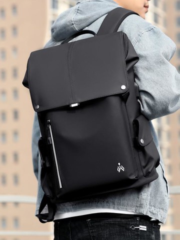 新款後背包時尚背包男商務男士電腦包大容量初中學生大學生書包男【林之舍】