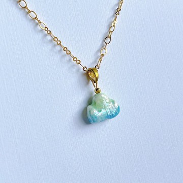 手作陶瓷珍珠光項鍊 夏日小山-陶藝家手作 禮盒包裝