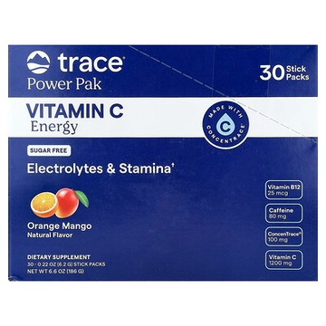 Trace, Power Pak, Vitamin C Energy, Orange Mango, 30 Stick Packs, 0.22 oz (6.2 g) Each