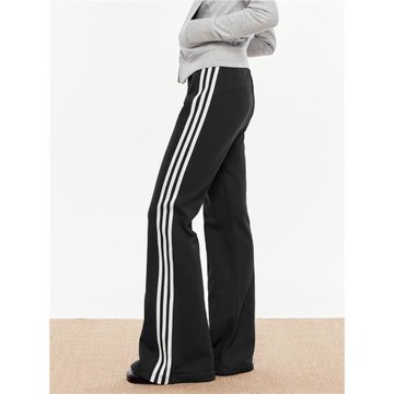 HUFFNPUFF美式復古辣妹側邊三條杠微喇衛褲修身女瑜伽運動褲休閑