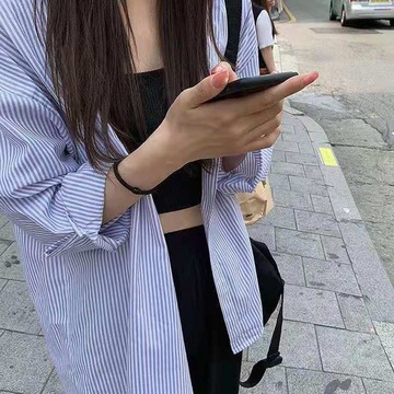 防曬衫 女裝夏季 長袖外套 夏季寬鬆 超仙 條紋上衣 防紫外線 透氣薄款 防曬襯衫外套