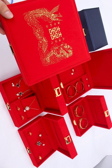 陪嫁首盒中式三金婚首包盒婚盒嫁色喜金盒