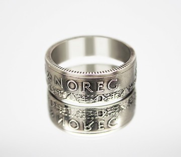 挪威硬幣戒指 5 korun 1998-2017 男士硬幣戒指 女士硬幣戒指