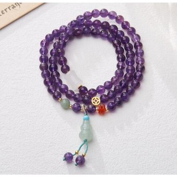 RJ New York 迎來好運來葫蘆天然紫水晶手鍊(紫色)