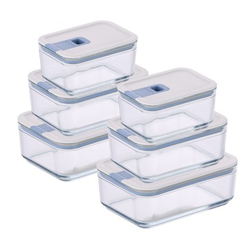 Perfect Seal系列玻璃保鮮盒長方形6件組(500ml*2+750ml*2+1100ml*2)