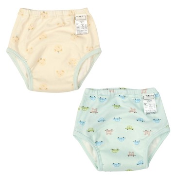 akachan honpo - 3層學習褲2件組-車子小熊-淺藍色