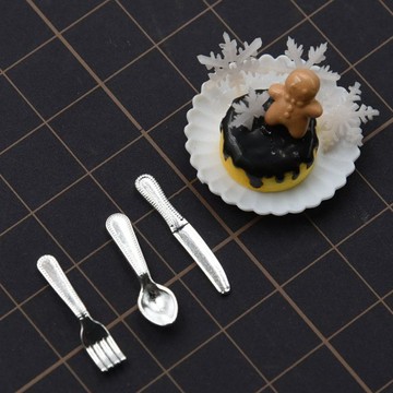 黏土工具 銀色模擬食玩迷你叉勺刀diy配件食玩配件叉勺刀超輕粘土娃屋配件
