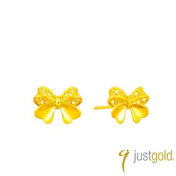 【Just Gold 鎮金店】小蝴蝶結 黃金耳環 (網路限定)