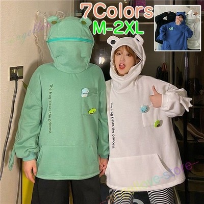 パーカー かわいい 裏起毛 カエル目 ロング トレーナー 韓国ファッション レディース 萌え トップス 森ガール 通販 Lineポイント最大get Lineショッピング