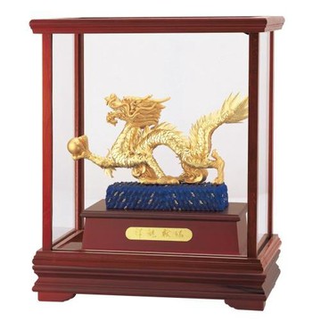 【開運陶源】純金 立體金箔櫥窗～(祥龍獻瑞A) 金龍雕塑