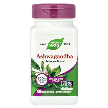 Nature's Way, 南非醉茄，標準化提取物，500 毫克，60 粒全素膠囊（每粒膠囊 250 毫克）