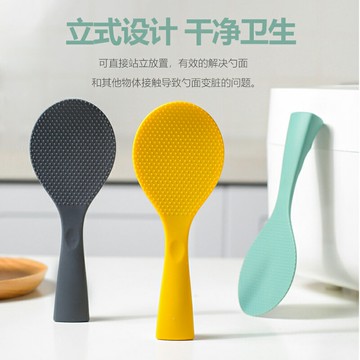 可立式硅膠飯勺食品級家用吃飯不粘高級可站立電飯煲盛飯挖打飯勺