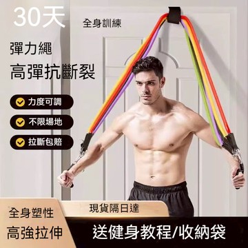 現貨隔日達⚡家用健身拉力繩16件套 健身器材 男/女 多功能 健身 全身體位鍛煉 背部訓練 擴胸肌訓練 阻力帶 彈力繩