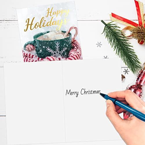 グリーティングカード |クリスマスココアカード ホリデーグリーティングカード 封筒とステッカー付き