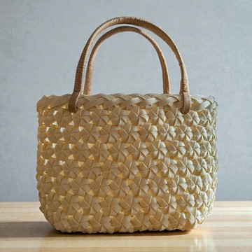 奶白色花結編織手工籃包 可愛 聖誕節 聚餐 午餐 外出 忘年會 毛絨