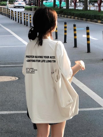 美式高級感純棉美式複古 女生上衣 印花寬鬆情侶短袖T恤上衣夏慵懶風 男生短袖 oversize韓版短T 圓領半袖 上衣女