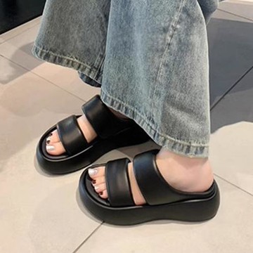 【LN】★柔軟麵包厚底休閒涼拖鞋(女鞋/軟底/休閒鞋)