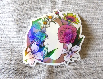 字母O - 極光花卉植物字母防水貼紙