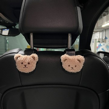 HD-257 立體卡其熊車用頭枕掛勾 / HD-258 黑白格蝴蝶結車用頭枕掛勾後座車用掛勾-1入