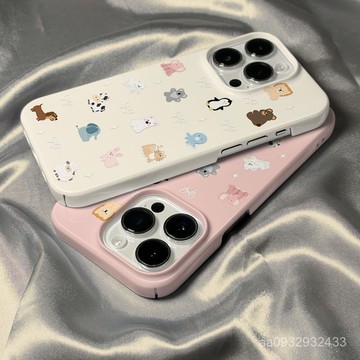 蝴蝶結小動物蘋果16promax手機殻iPhone15菲林14塗鴉13小衆12硬殻