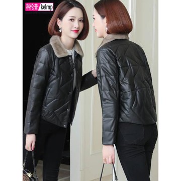 真皮羽絨服女短款2025新款冬加厚水貂毛領高檔海寧皮衣綿羊皮外套