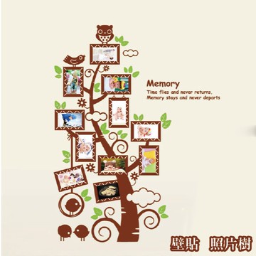 壁貼 咖啡色照片樹 創意壁貼 無痕壁貼 壁紙 牆貼
