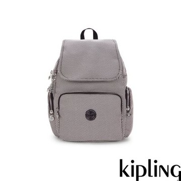 『猴子包』Kipling 極簡斜紋掀蓋拉鍊後背包-CITY ZIP S