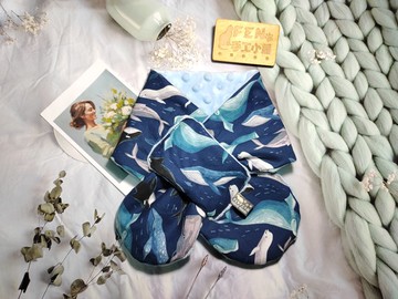 海洋系列-美國限量布設計師鯨魚虎鯨群手作圍脖-小小孩圍脖7歲下