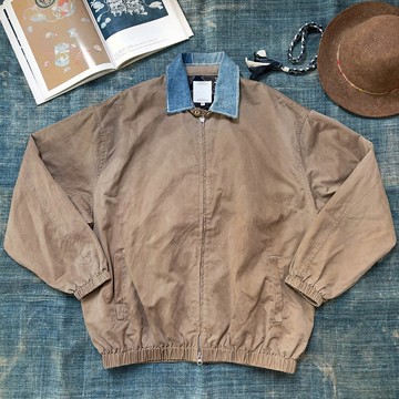 MajorFolk 核桃皮染做舊 藍染古布拼領 日系復古秋冬男夾克外套