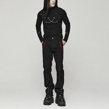 龐克蜘蛛部族綁繩做舊長褲 - 多色 / 僅有黑