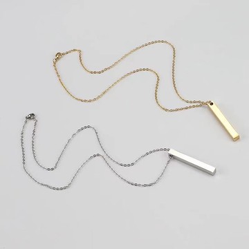 ins一字豎條項鏈鈦鋼韓版氣質時尚百搭網紅長條長鏈