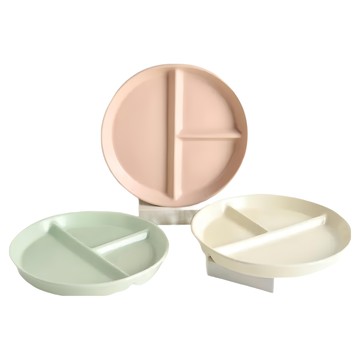 Homely Zakka 北歐啞光釉陶瓷分隔餐盤3件組 北歐餐具  20 x 20 x 2.5cm  奶茶色 + 奶黃色 + 奶油綠  1組