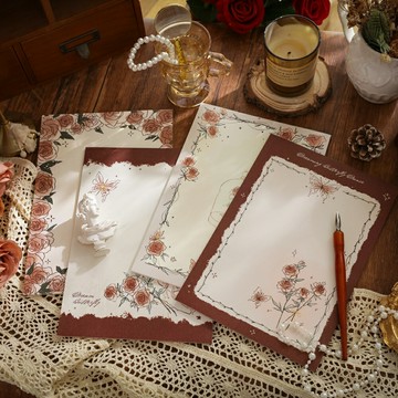 【浪漫玫瑰】B5拍紙本 手賬本 筆記本 便籤紙 信紙 作文紙 可撕活頁設計 加厚紙張 學生文具 手賬素材 日記禮物