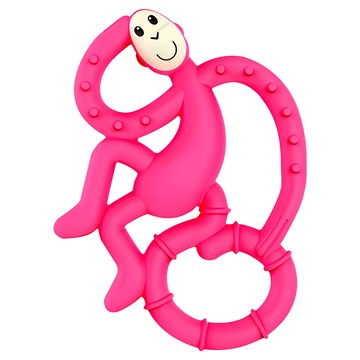 英國 Matchstick Monkey 跳舞猴牙刷固齒器  食用級矽膠製成  BioCote抗菌技術  背部凸起顆粒牙齦舒緩功能  桃喜猴  1入  3個月以上