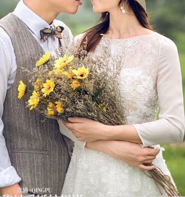 影樓外景韓式新娘個性手捧花干花 情人草花束婚禮影樓婚紗攝影