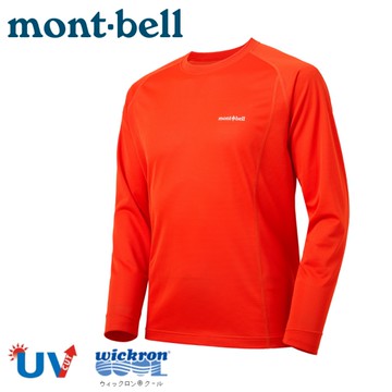 【Mont-Bell 日本 COOL L/S T男排汗長袖T《橘》】1114629/排汗衣/薄長袖/防曬衣/抗UV