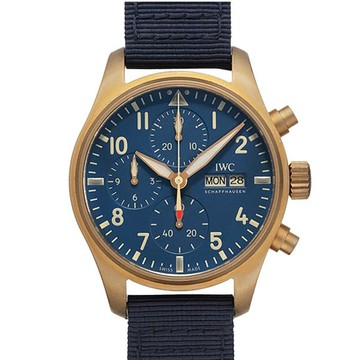IWC 萬國錶 飛行員青銅計時帆布腕表(IW388109)x藍面x41mm