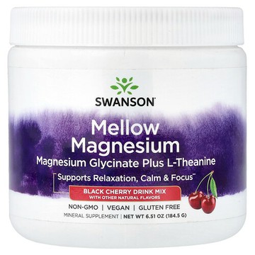 Swanson Vitamins, Mellow Magnesium Drink Mix, Black Cherry, 6.51 oz (184.5 g)