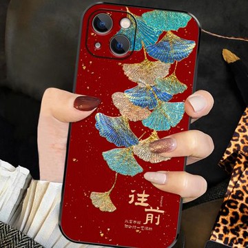 新年銀杏適用iPhone14pro手機殼13蘋果14promax情侶12紅色11新款女x超薄xr防摔xs max時尚8plus高級7保護套男