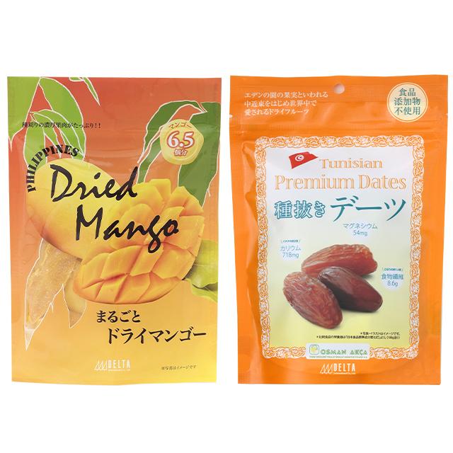 マンゴー＆デーツ[計4袋セット]ドライフルーツ2種（まるごとドライマンゴー150g 種抜きデーツ180g）デルタインターナショナル 送料無料