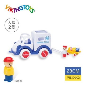 瑞典Viking toys維京玩具-Jumbo醫療特派車(含2隻人偶)28cm 玩具車 安全無毒幼兒玩具 瑞典品牌玩具