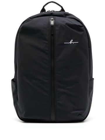agnès b. - engraved-logo plain backpack - men - Nylon/Polyester - One Size - Black