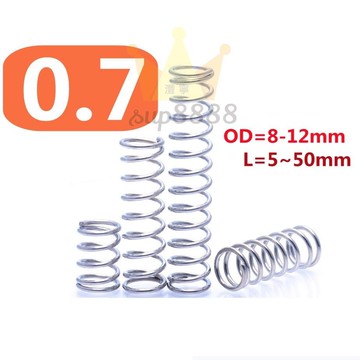 彈簧 20pcs d0.7mm OD9-12mm 壓縮彈簧 SUS304 不銹鋼長 5-50mm 壓力彈簧/台灣出貨✈✈