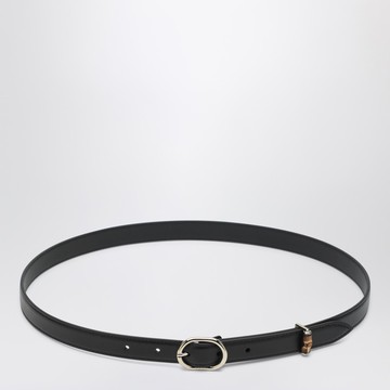 Thin black belt with oval buckle