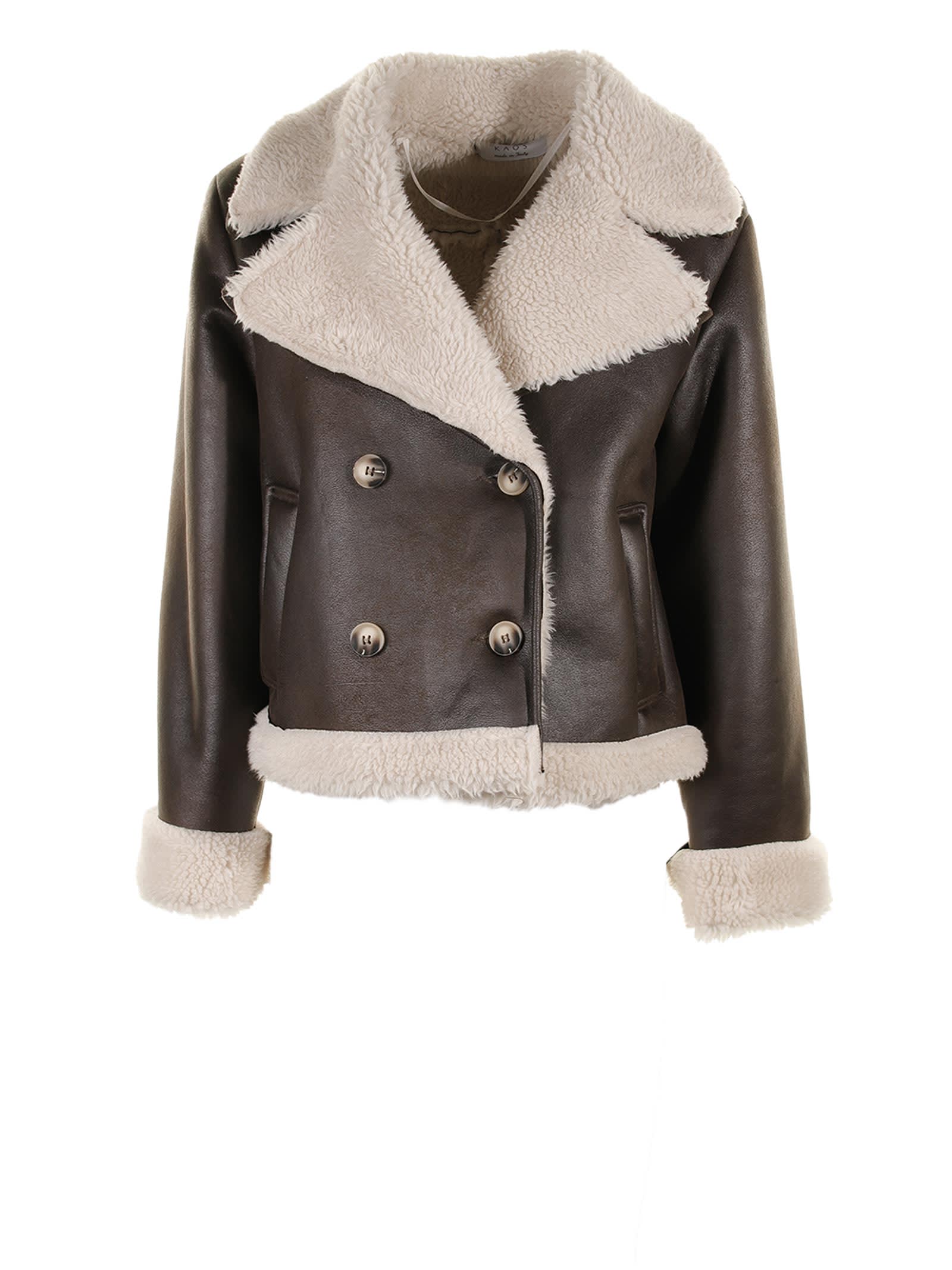 Kaos Short Leather Coat With Sheepskin