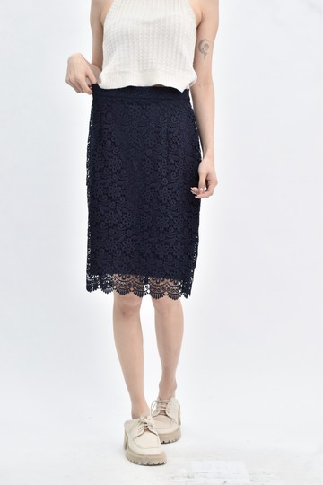 (S) uniqlo 雕花藍色長裙