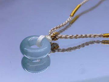 期間限定 - 翡翠平安扣配手編頸繩
