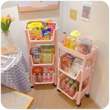 小推車置物架ins少女心落地零食移動宿舍好物工位神器廚房臥室收納架子