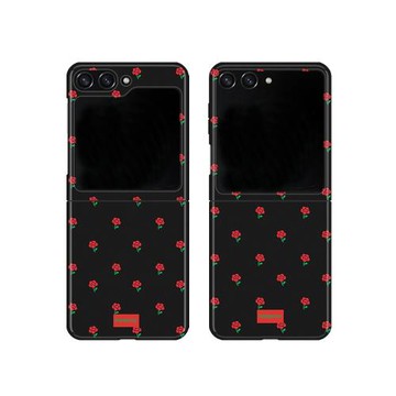 黑紅花適用三星zflip7fe手機殼zflip6折疊屏flip5全包W25心系天下保護套超薄大視窗小眾女新款高級感可愛防摔