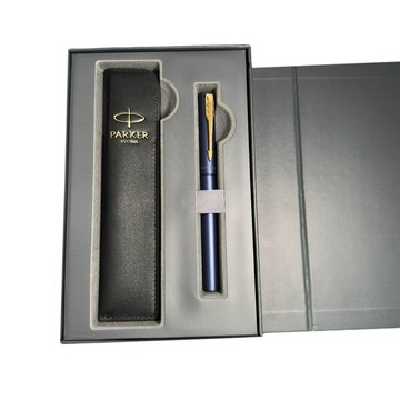 PARKER 威雅XL海軍藍鋼筆 真皮筆套禮盒